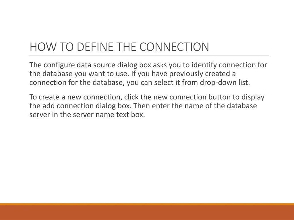 how to define the connection