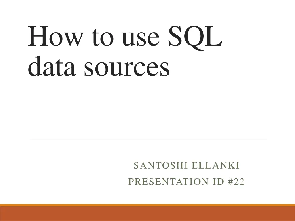 how to use sql data sources
