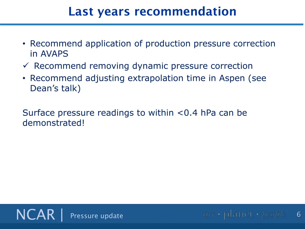 last years recommendation 1