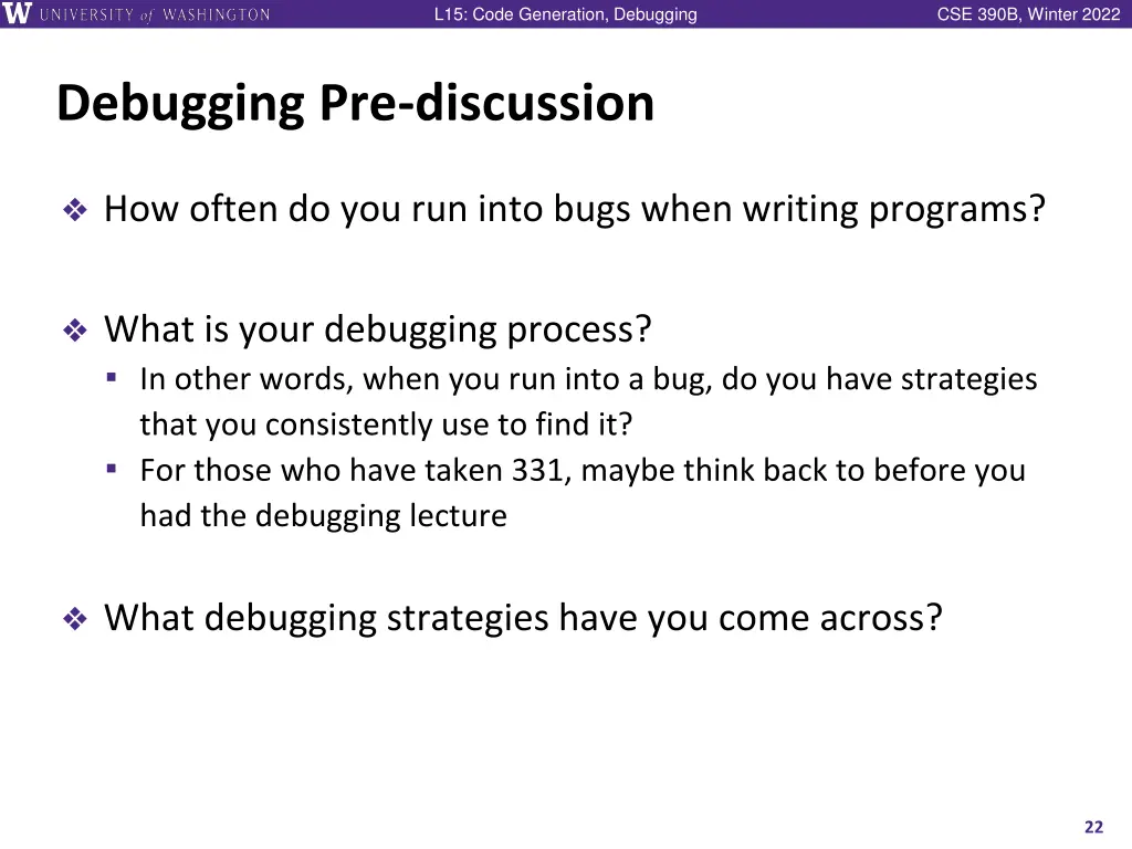 l15 code generation debugging 21
