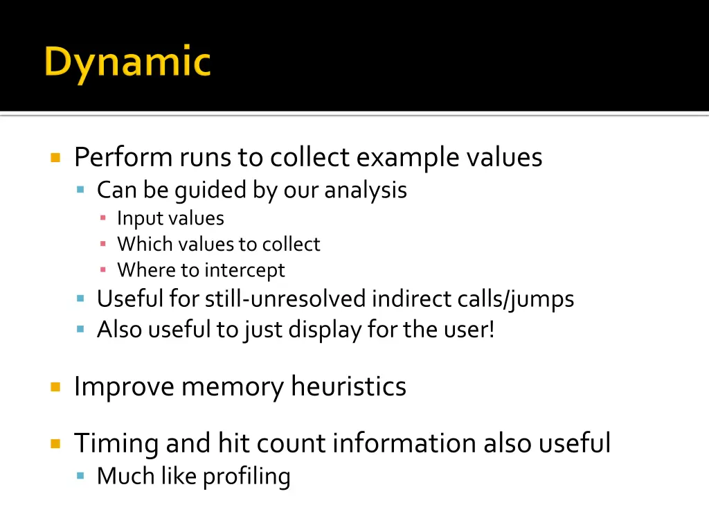 perform runs to collect example values