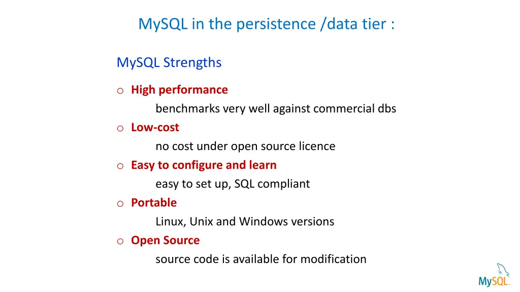 mysql in the persistence data tier 1