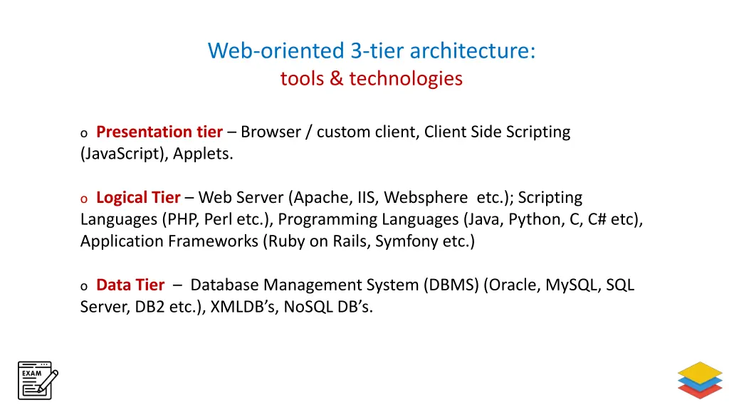 web oriented 3 tier architecture tools