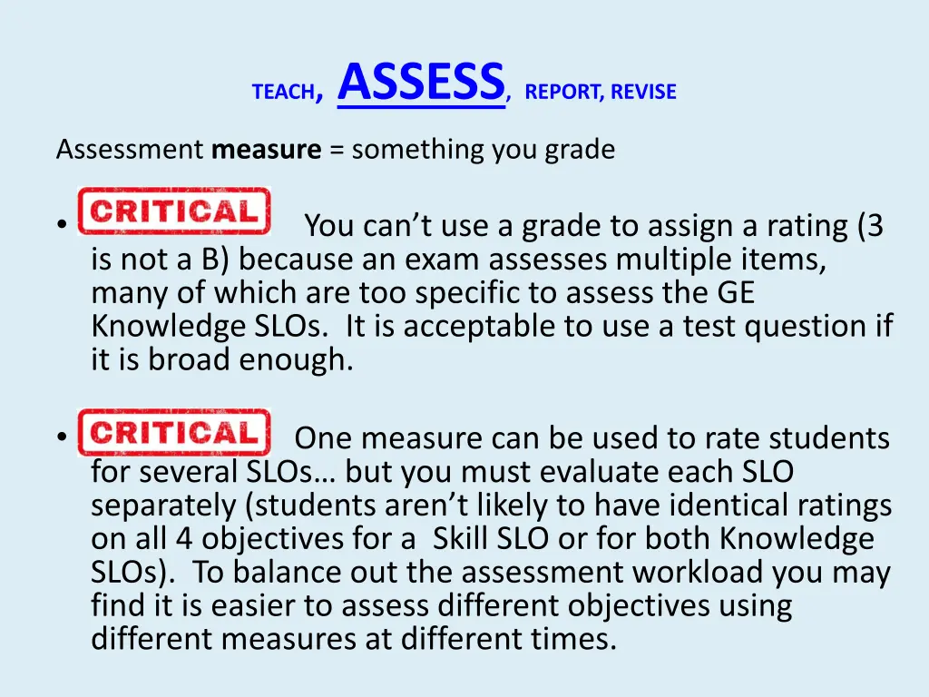 teach assess report revise 1