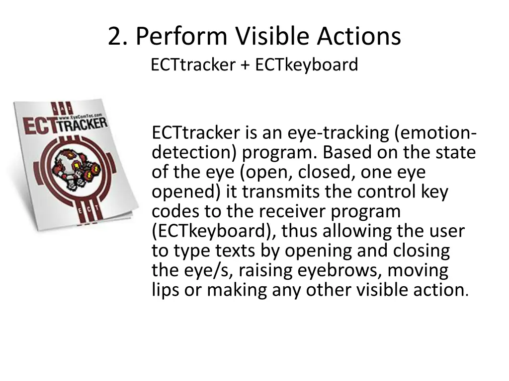 2 perform visible actions ecttracker ectkeyboard