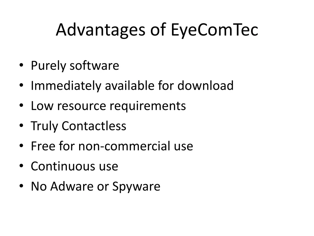 advantages of eyecomtec