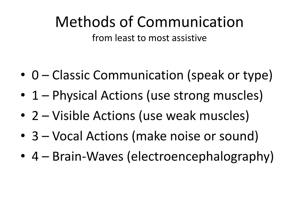 methods of communication from least to most