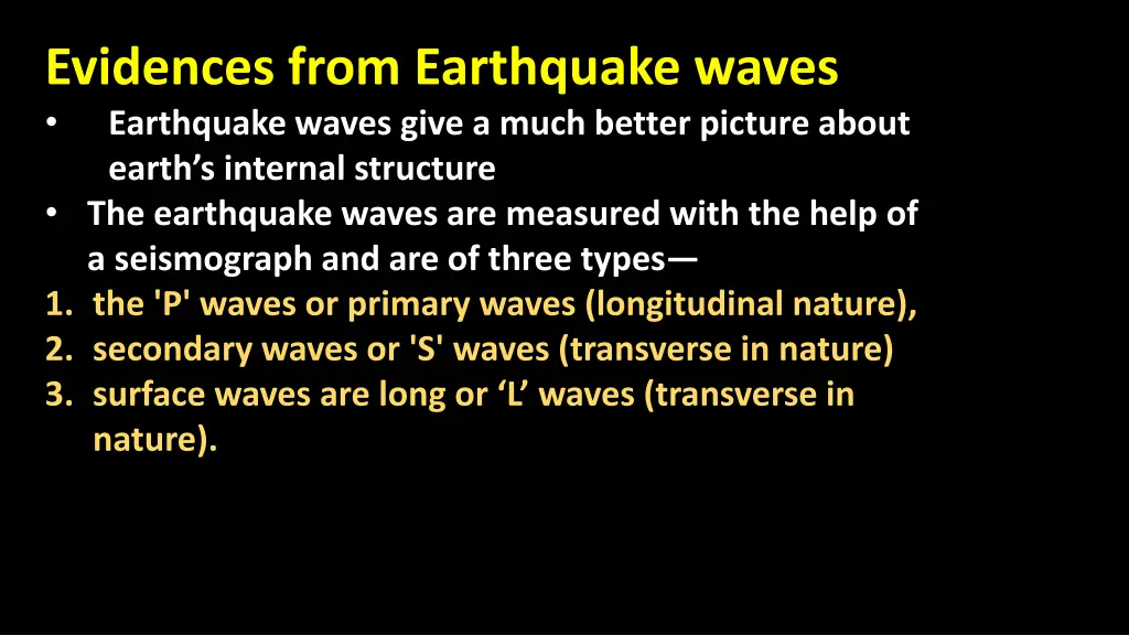 evidences from earthquake waves earthquake waves