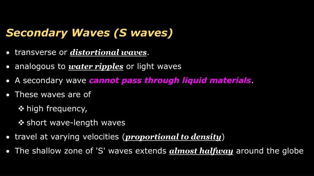 secondary waves s waves