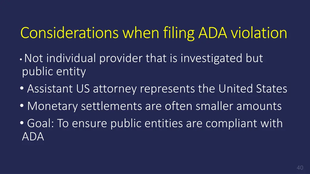 considerations when filing ada violation