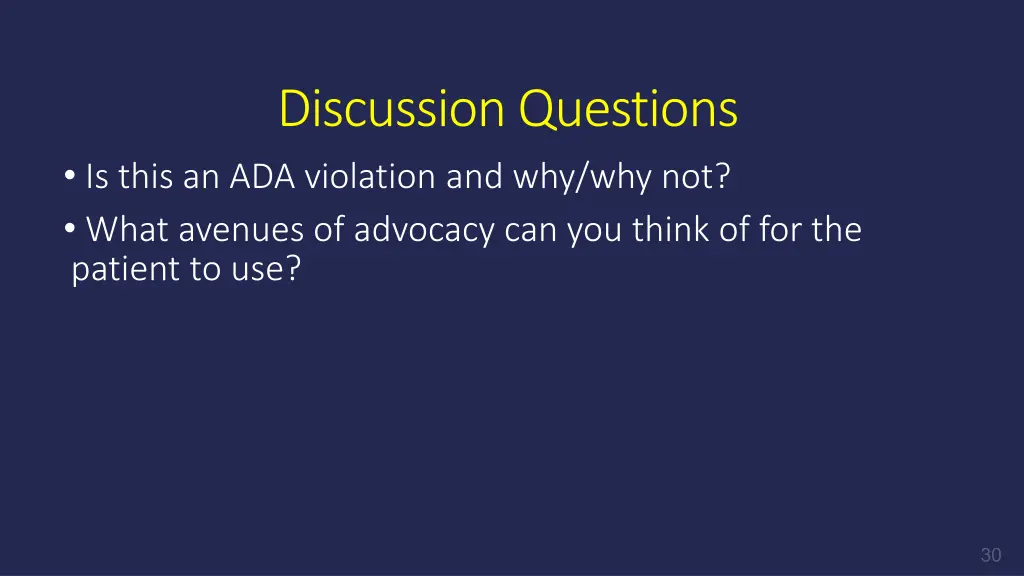 discussion questions is this an ada violation