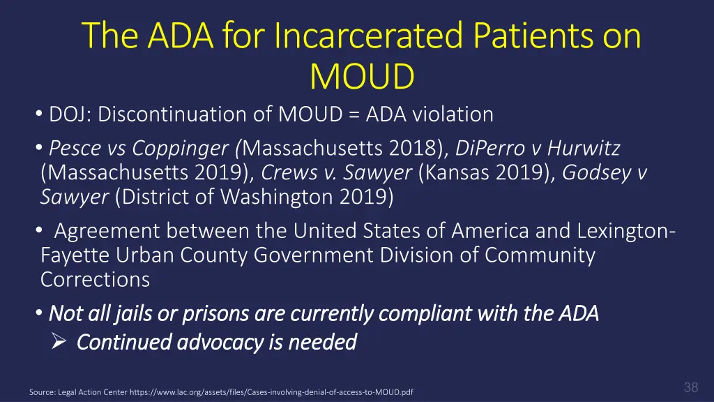 the ada for incarcerated patients on moud