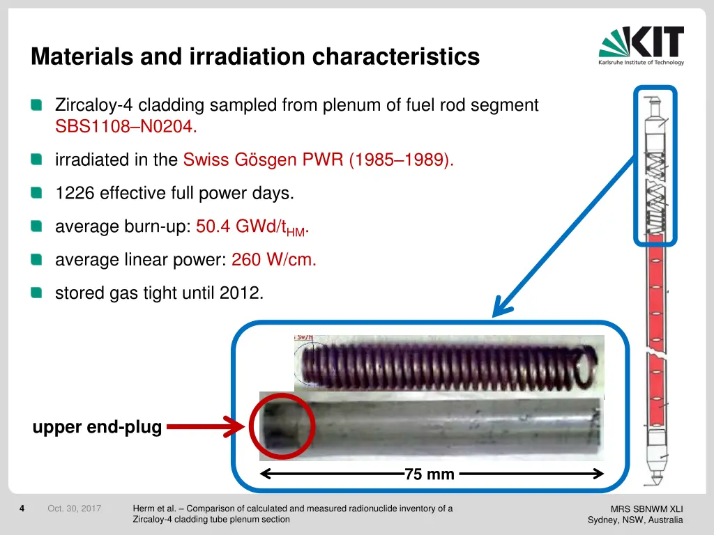 materials and irradiation characteristics