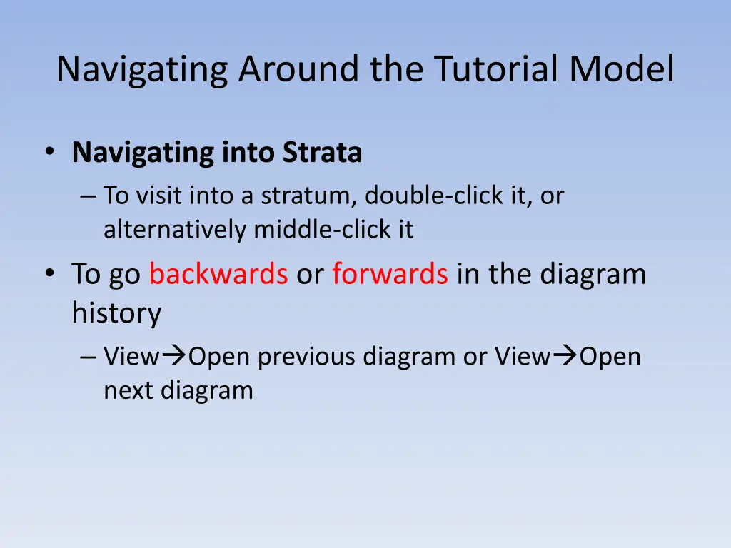 navigating around the tutorial model 1