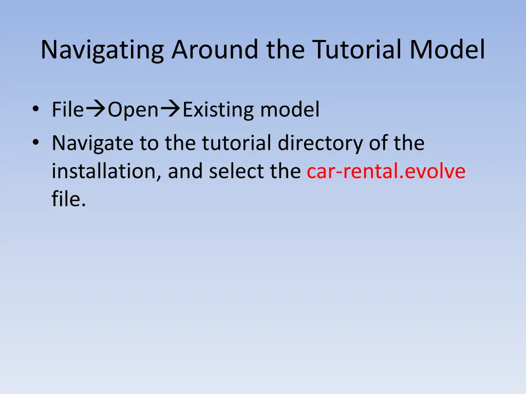 navigating around the tutorial model