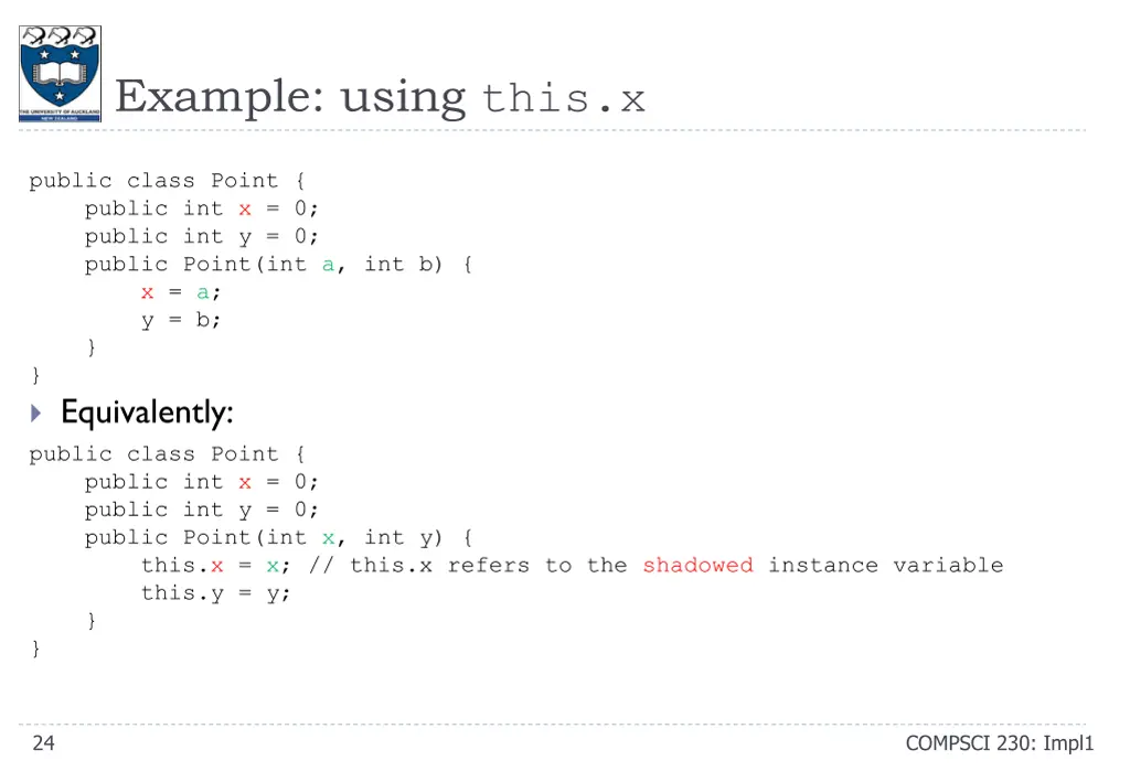 example using this x