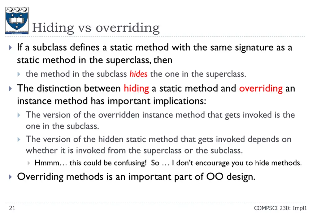 hiding vs overriding