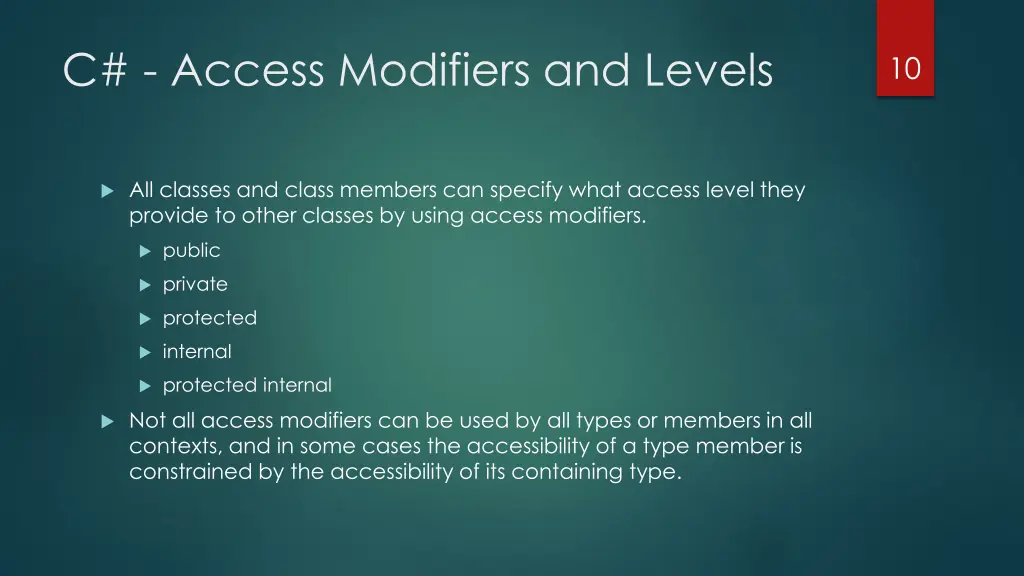 c access modifiers and levels