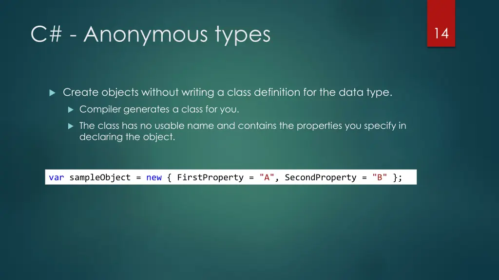 c anonymous types