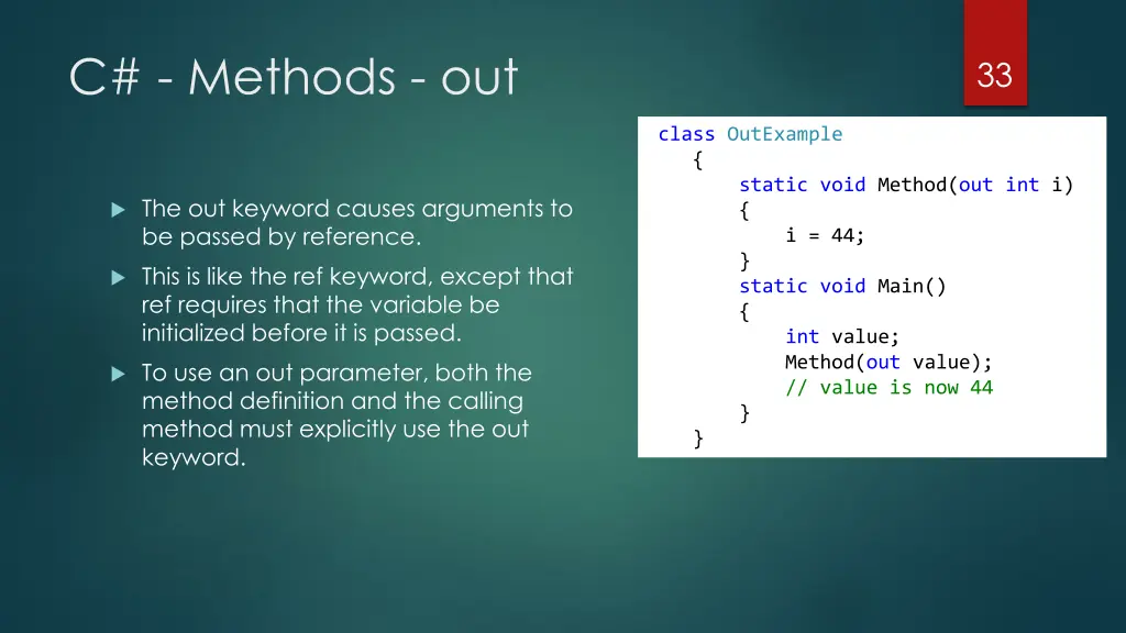c methods out