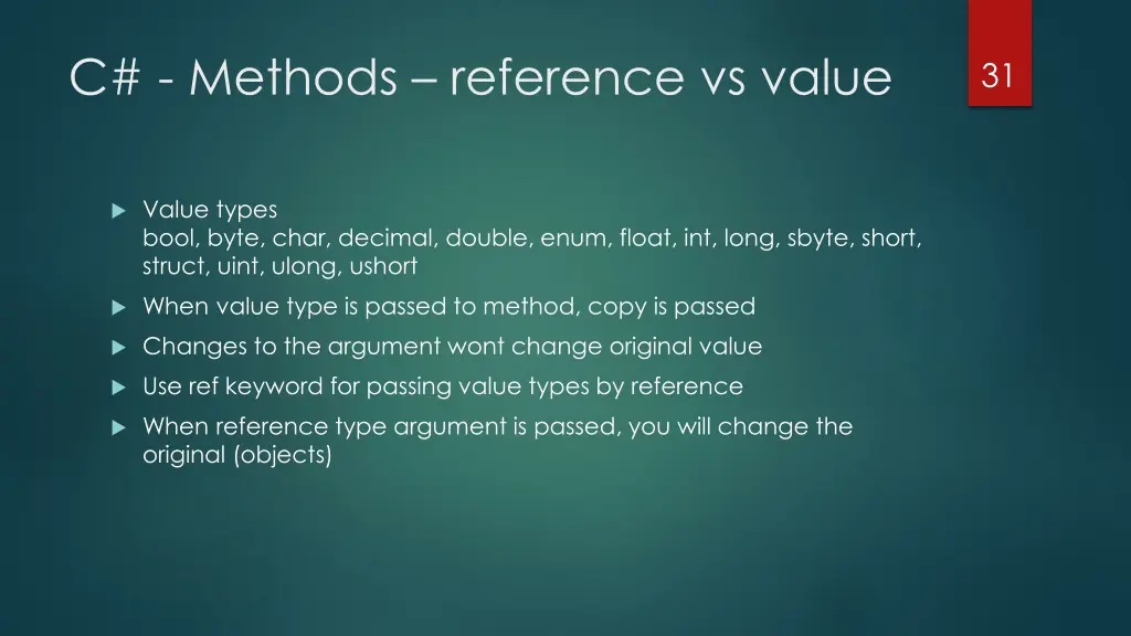 c methods reference vs value