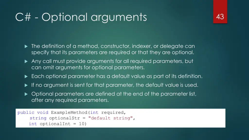 c optional arguments