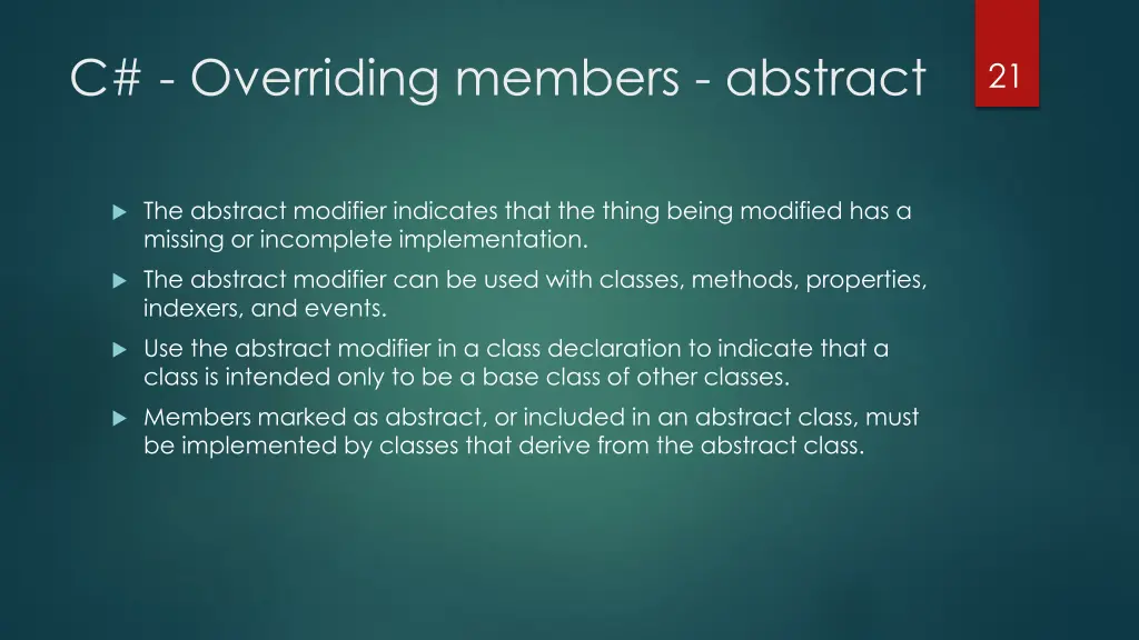 c overriding members abstract