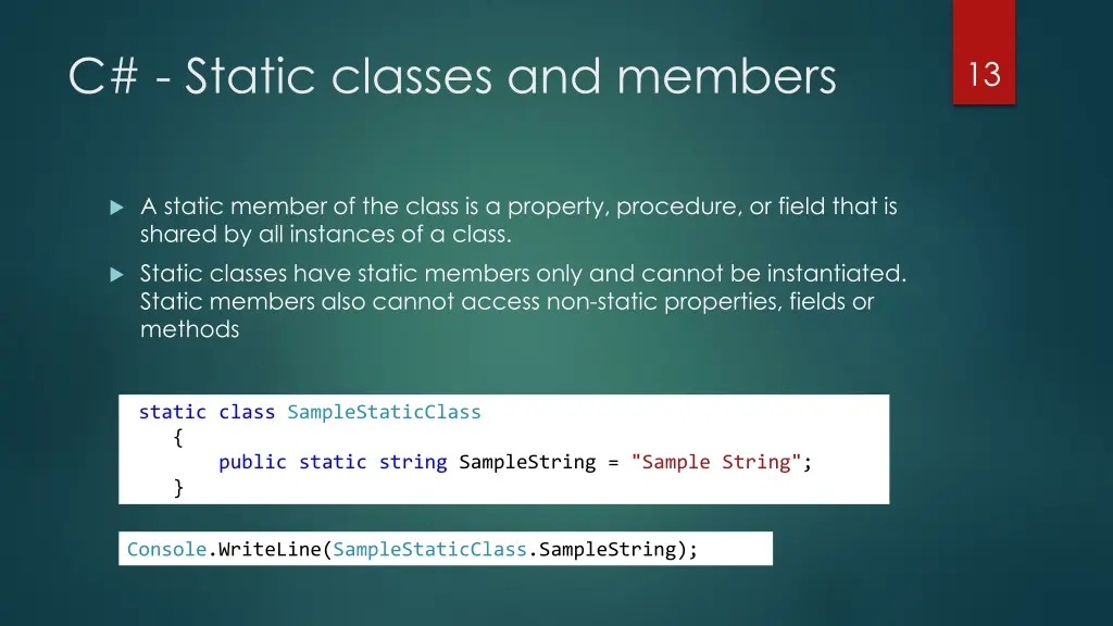 c static classes and members
