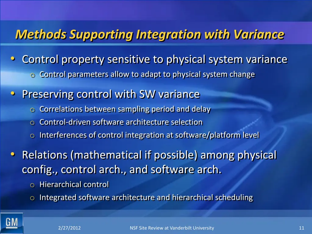 methods supporting integration with variance