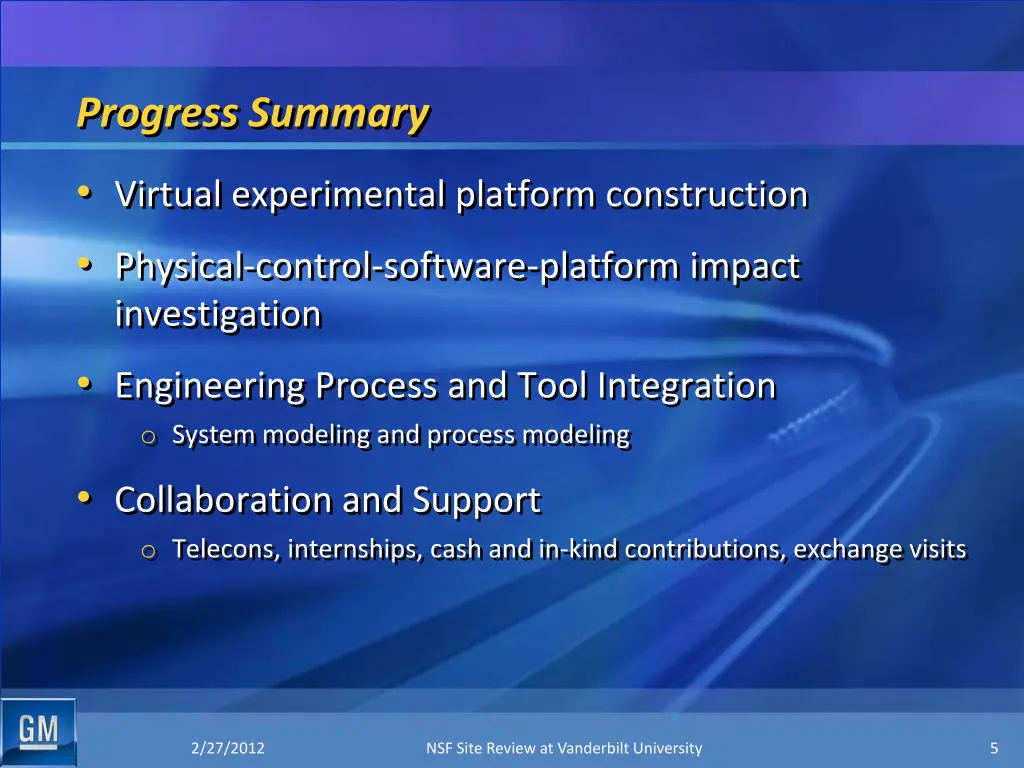 progress summary