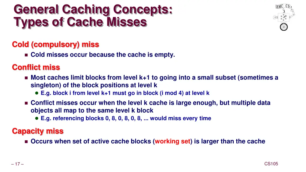 general caching concepts types of cache misses