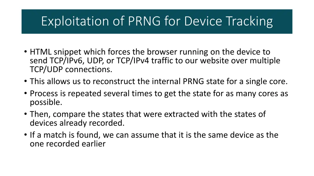 exploitation of prng for device tracking