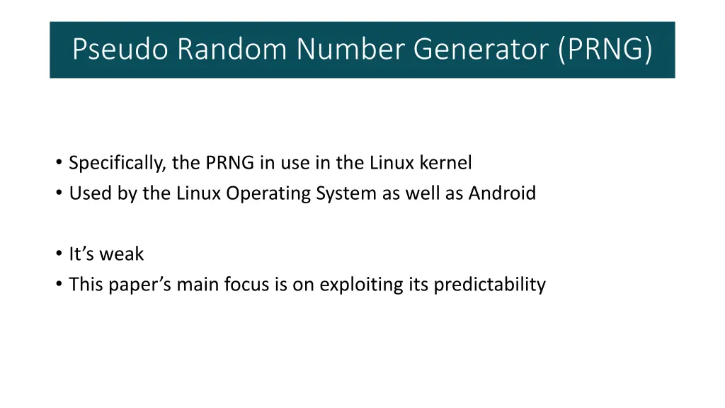 pseudo random number generator prng
