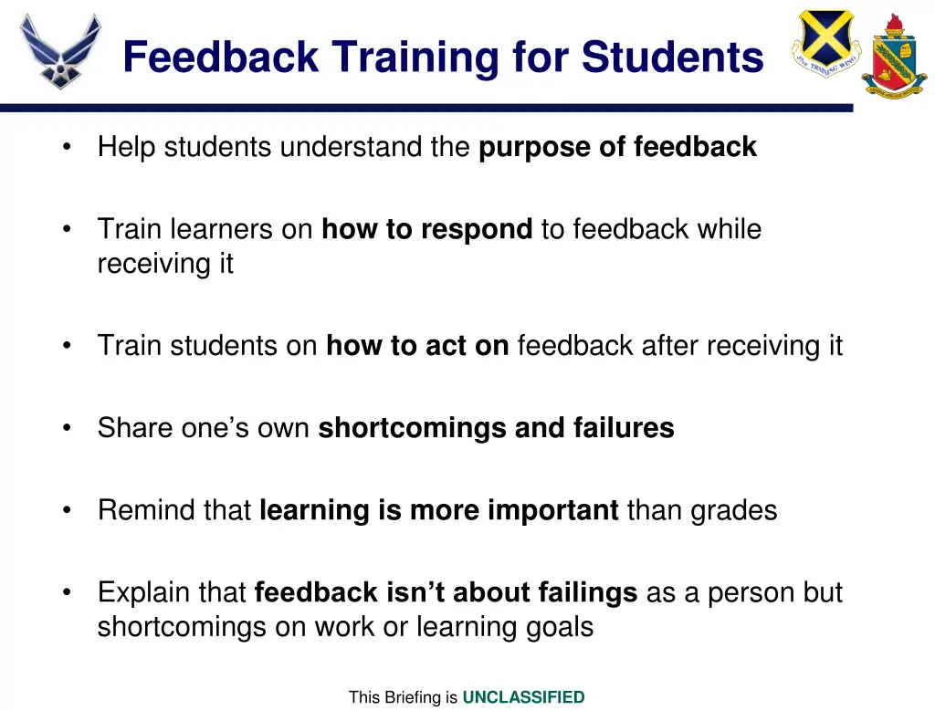 feedback training for students