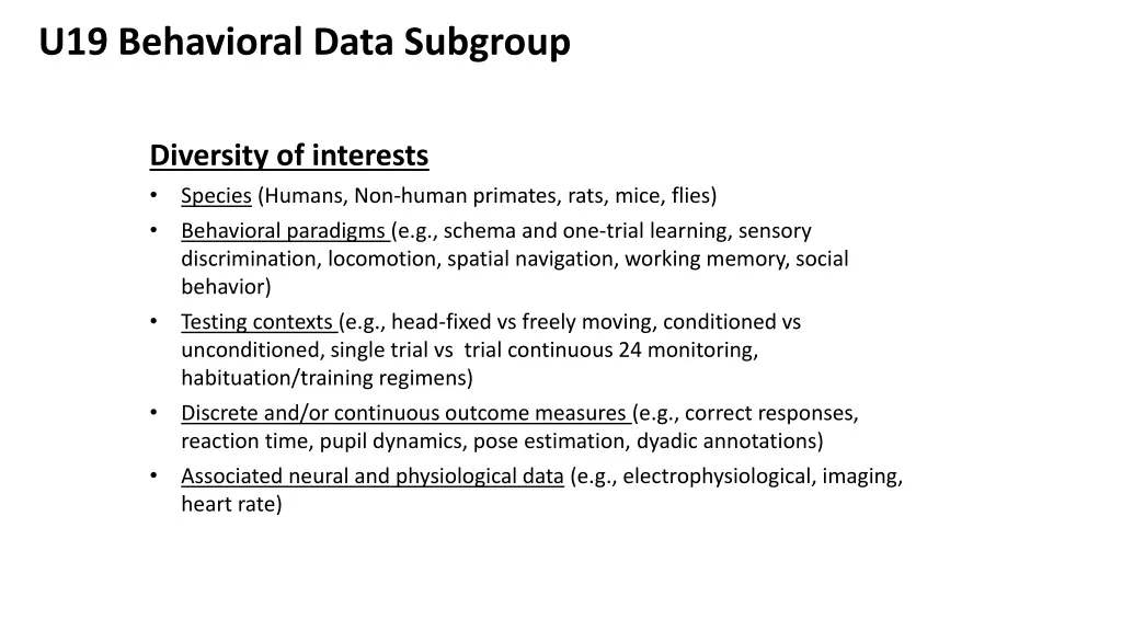 u19 behavioral data subgroup