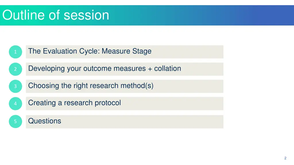 outline of session