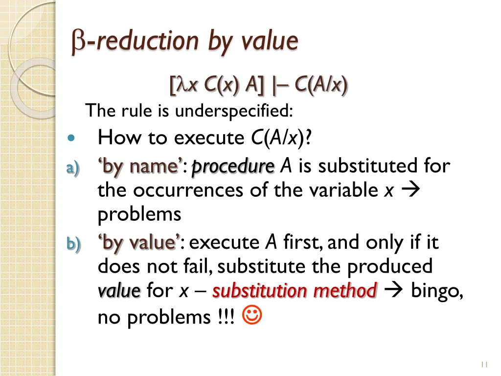 reduction by value