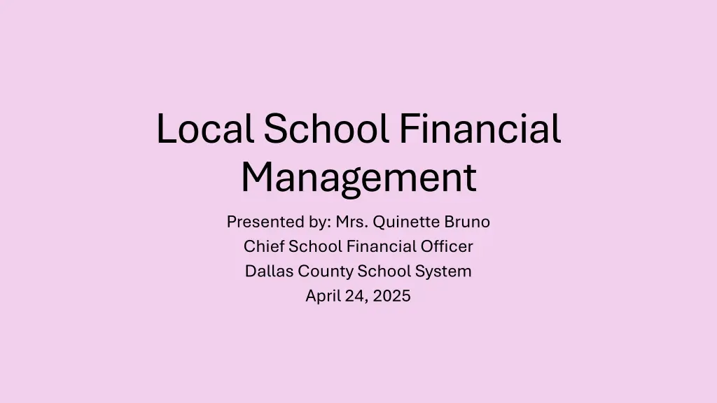 local school financial management presented