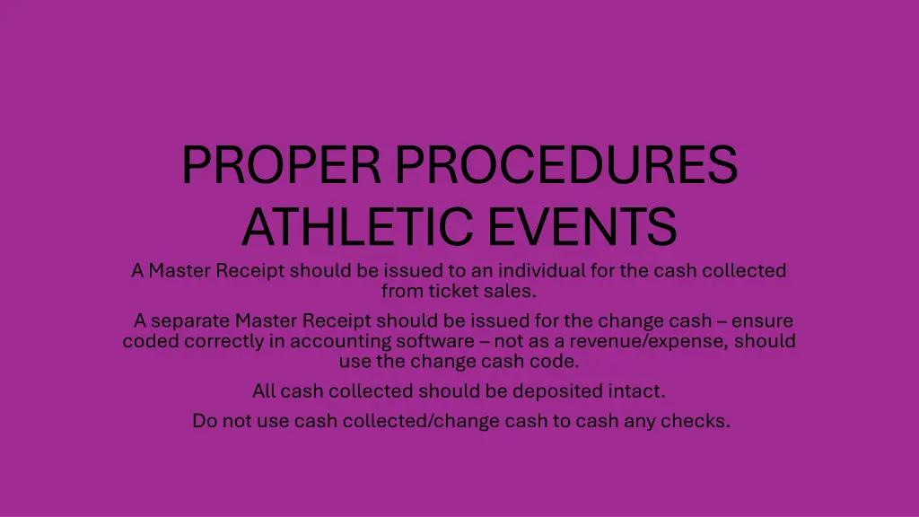 proper procedures athletic events a master