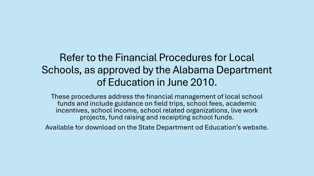 refer to the financial procedures for local