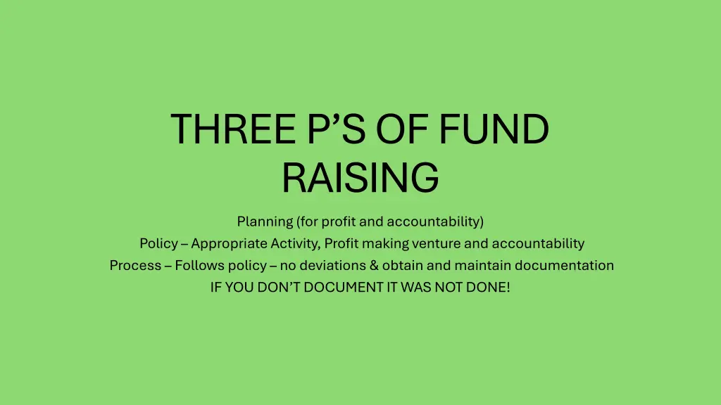 three p s of fund raising planning for profit