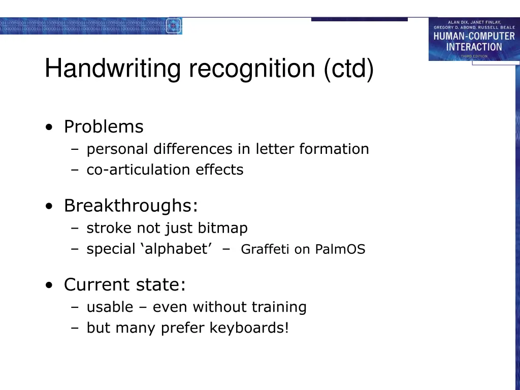 handwriting recognition ctd