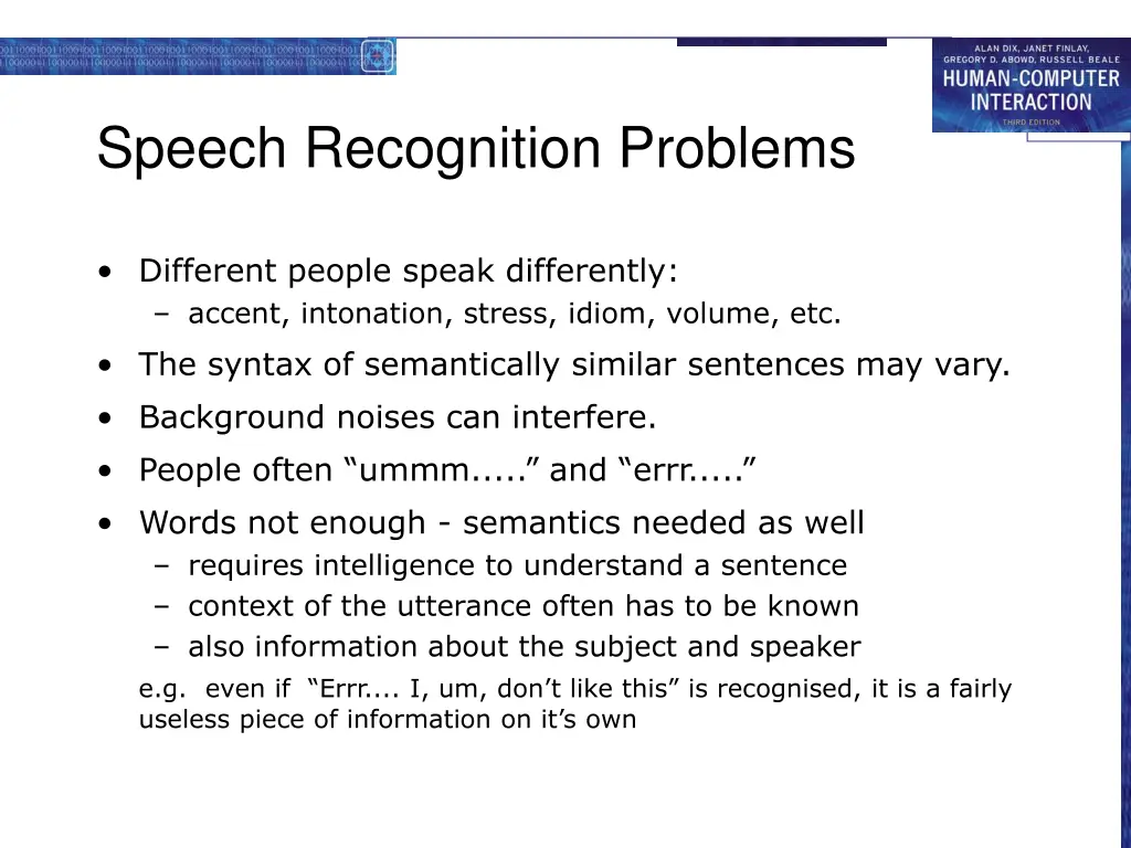 speech recognition problems