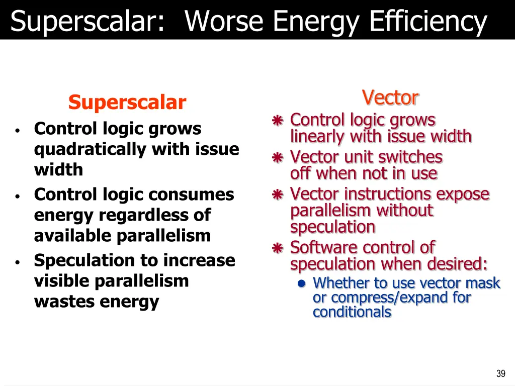 superscalar worse energy efficiency
