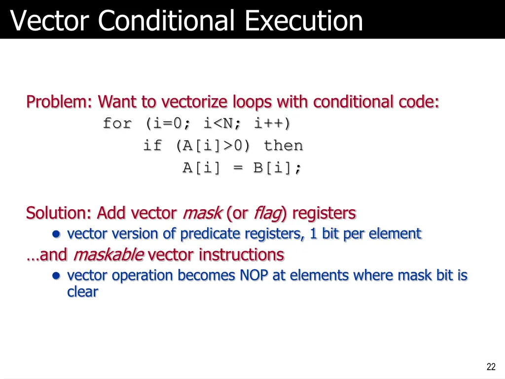 vector conditional execution