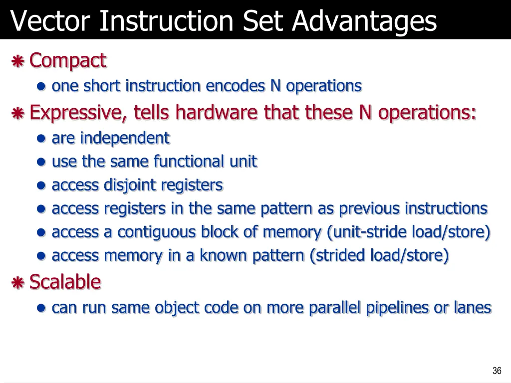 vector instruction set advantages