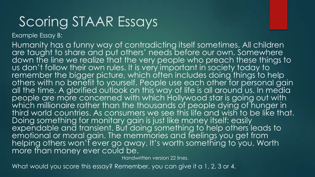 scoring staar essays example essay b humanity