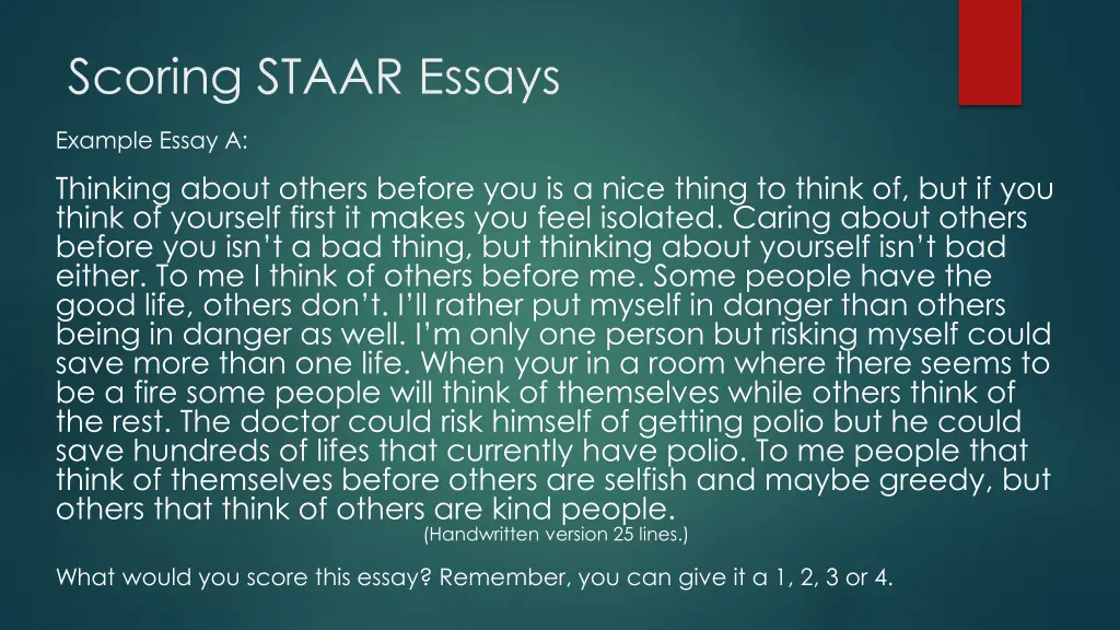 scoring staar essays