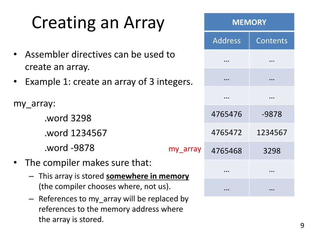 creating an array 1