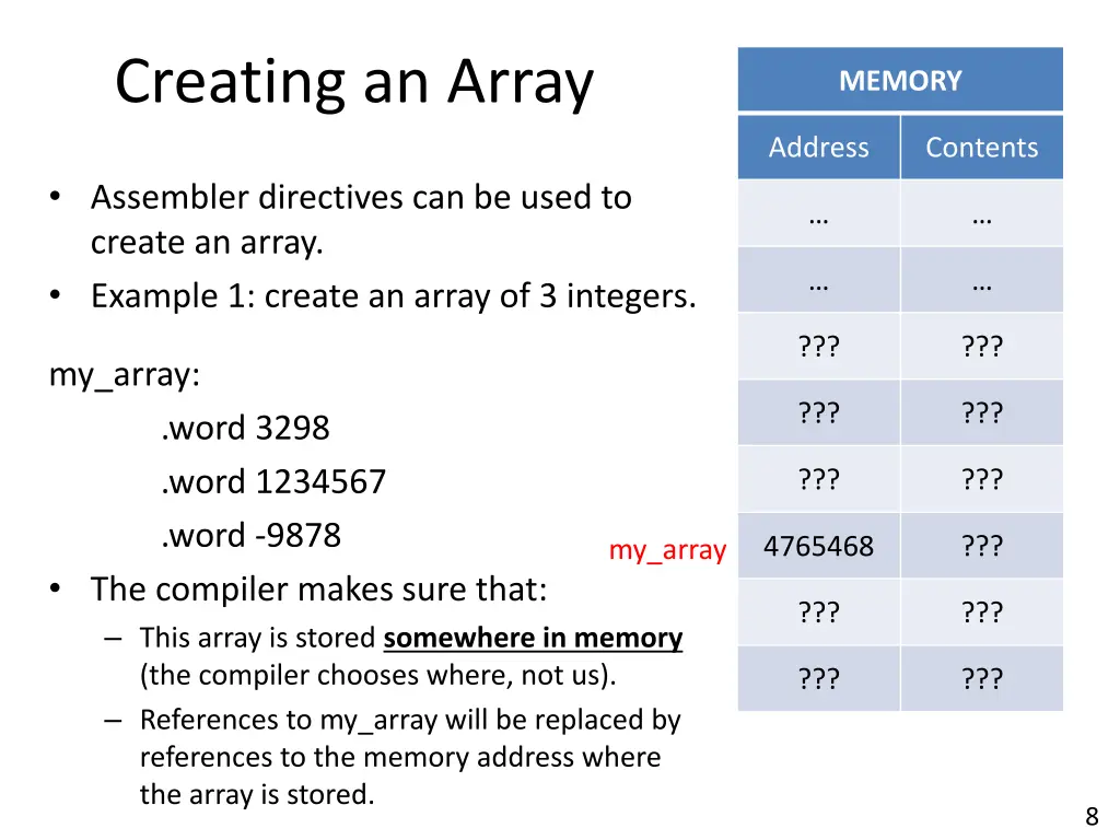creating an array